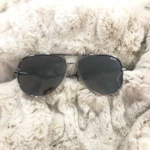 QUAY x DESI Silver Mirrored Aviator Sunglasses